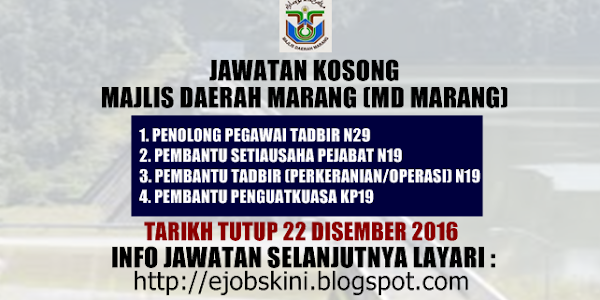 Jawatan Kosong Majlis Daerah Marang (MdMarang) - 22 Disember 2016