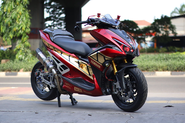 modif aerox racing warna merah