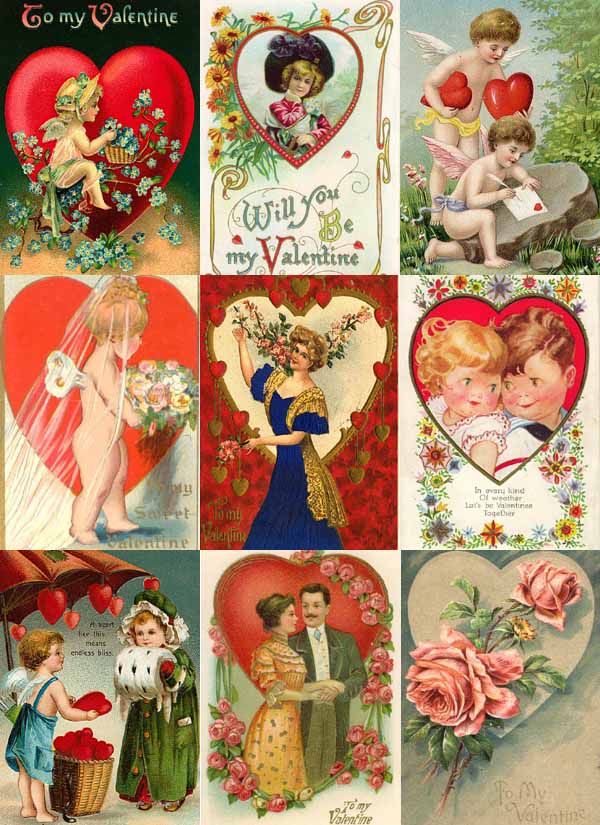 vintage Valentine cards. They're just so perfectly weird and cute.