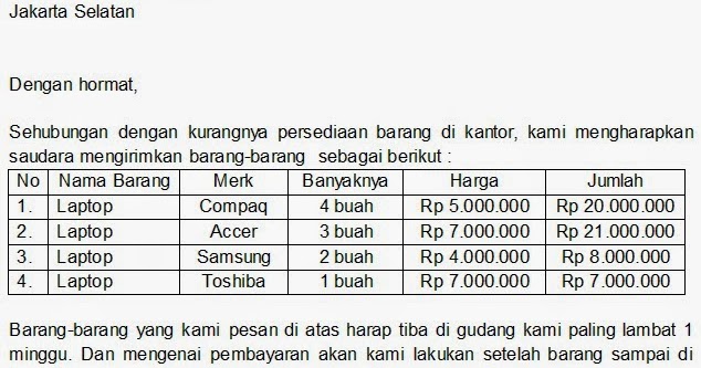 MY BLUE BLOG: CONTOH SURAT PESANAN BARANG MY BLUE BLOG: CONTOH SURAT PESANAN BARANG