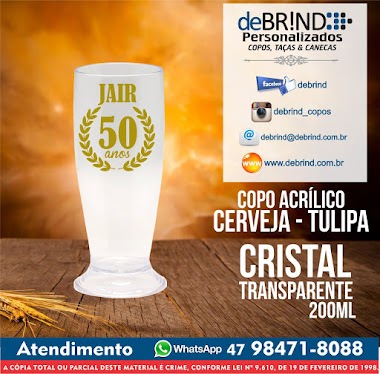 COPO CERVEJA PERSONALIZADO ACRÍLICO 