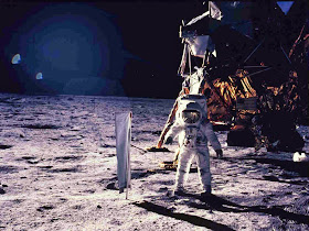 Astronaut Edwin Aldrin walks on the surface of the moon July 20, 1969