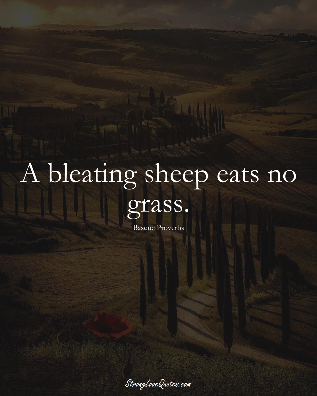 A bleating sheep eats no grass. (Basque Sayings);  #EuropeanSayings