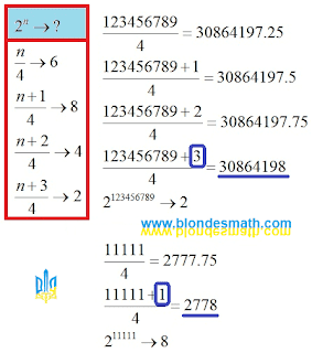 Степени числа 2. Формулы для определения последней цифры. 2 в степени n на какую цифру заканчивается. Математика для блондинок.