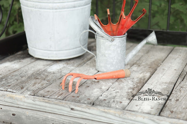 Rustic Potting Bench from old table Bliss-Ranch.com