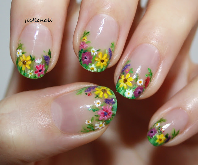 Wildflowers Negative Space Nail Art