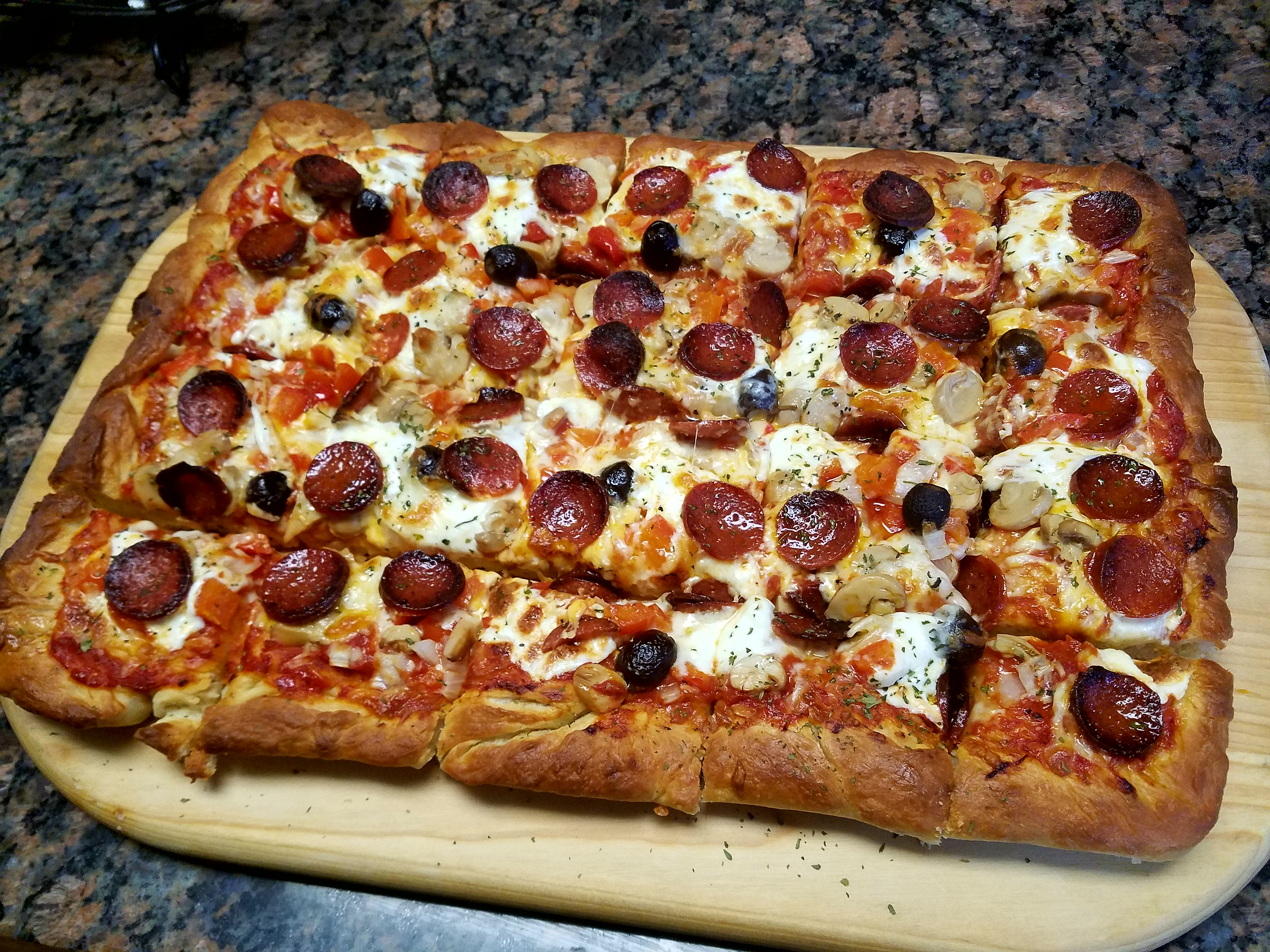 Sheet Pan Pizza Recipe (With Pepperoni and Mushrooms)
