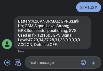 tracksolid sms status command