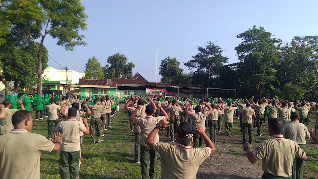 Kodim 0723 Klaten Sehatkan Badan Saat Hari Juang TNI Angkatan Darat Dengan Olahraga Bersama