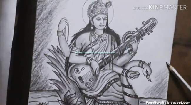 Best New Saraswati Devi Pencil Drawings