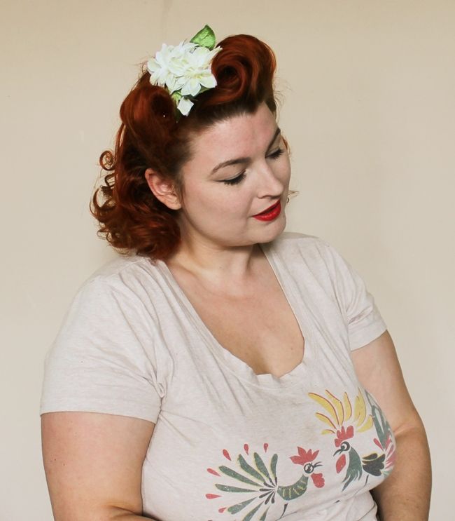 how to wear a hair flower with vintage victory roll updo tutorial