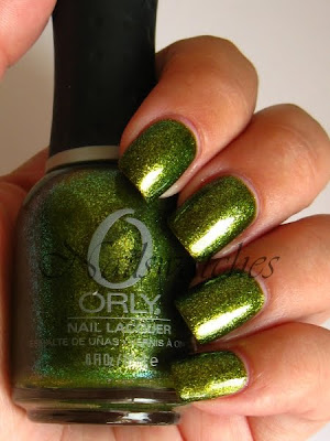 orly it's not rocket science cosmix cosmic fx fall 2010 nailpolish nails green murky base nails nailswatches zomie zest dupe china glaze sparitual optical illusion