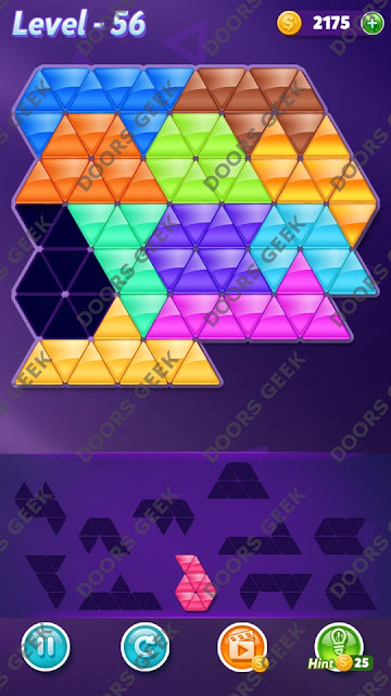 Block! Triangle Puzzle 11 Mania Level 56 Solution, Cheats, Walkthrough for Android, iPhone, iPad and iPod