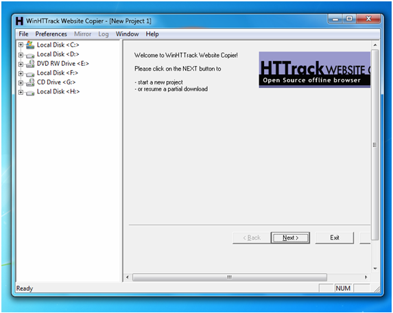 HTTrack Website Copier حفظ تحميل محتوى موقع