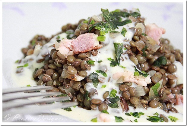 zielona soczewica z sosem beszamel/puy lentils under bechamel sauce