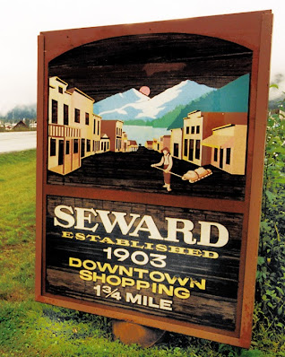 Sign welcoming travelers to Seward.