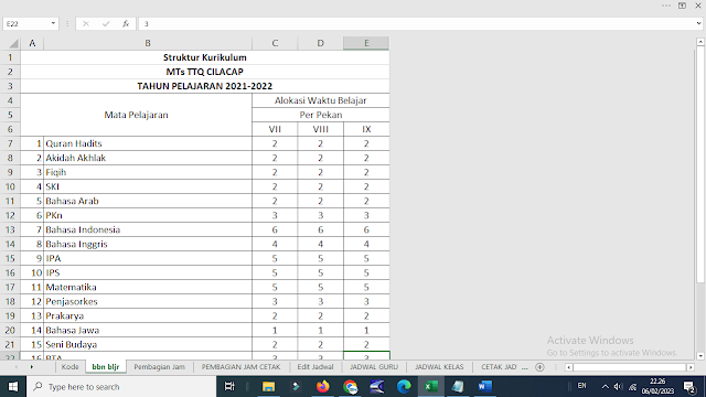 Untuk 12 Kelas Aplikasi Jadwal Pelajaran Anti Bentrok Format Excel