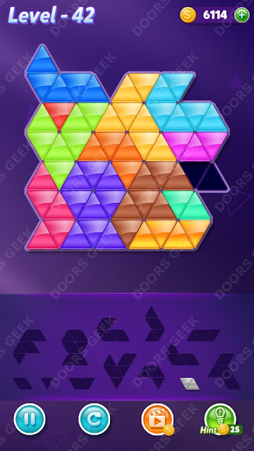 Block! Triangle Puzzle Champion Level 42 Solution, Cheats, Walkthrough for Android, iPhone, iPad and iPod