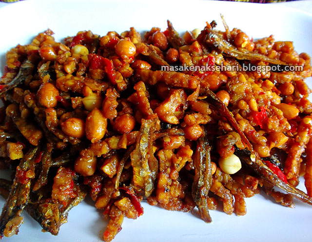 Resep Kering Tempe Kacang Teri Pedas Manis  Ayam Potong 
