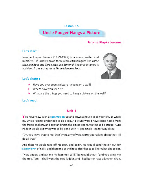 Unlce Podge Hangs a Picture | Fifth Lesson | সপ্তম শ্রেণীর ইংরেজি | WB Class 7 English