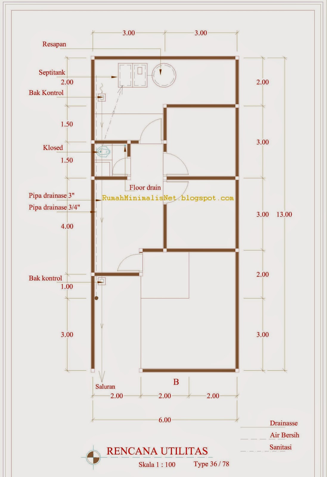  Contoh  Denah  Rumah  Minimalis Type  36 78  Solusi Hunian 