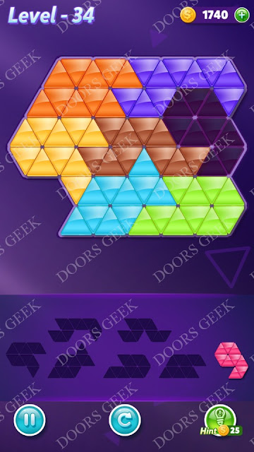Block! Triangle Puzzle Advanced Level 34 Solution, Cheats, Walkthrough for Android, iPhone, iPad and iPod