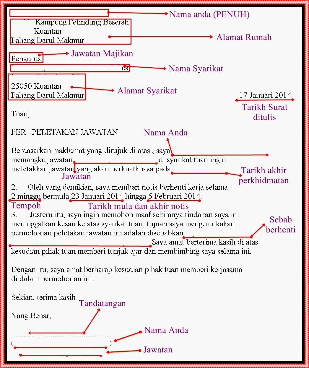 Contoh Surat Berhenti Kerja Daripada Majikan - Contoh U