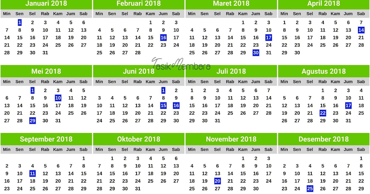 Download Kalender 2018 Lengkap Dengan Hari Libur Nasional