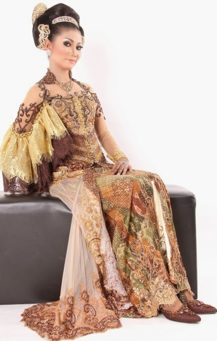 Desain Kebaya Coklat Emas Elegan