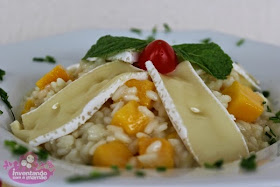 risoto com queijo brie, manga e gengibre