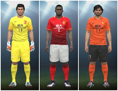 PES 2016 Guangzhou Evergrande 2016/17 kits by IDK