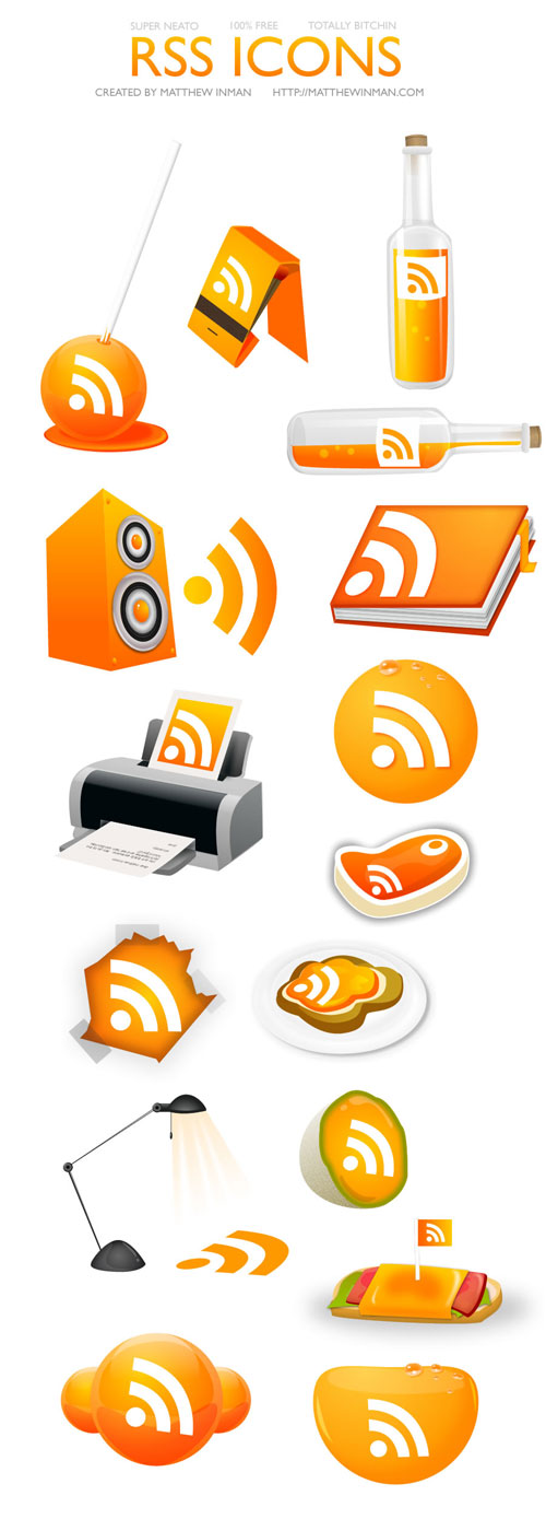 Fresh, Free and Gorgeous RSS Feed Icons