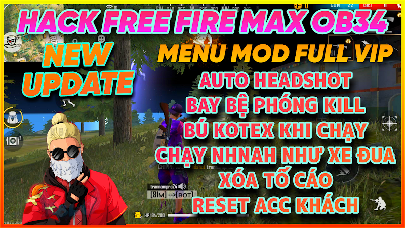 HƯỚNG DẪN CÁCH HACK FF MAX OB34 AUTO HEADSHOT, CHẠY NHANH, KHÔNG BAN ACC, RESET ACC KHÁCH