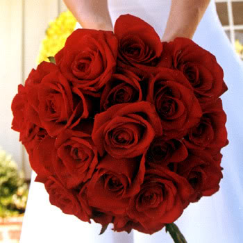 Fresh red roses wedding bouquet Smaller tighter red roses bouquet