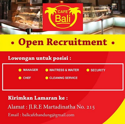 Lowongan kerja cafe Bali Bandung 2020