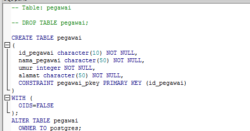 Create table mysql primary key