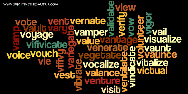 positive verbs that start with v word cloud
