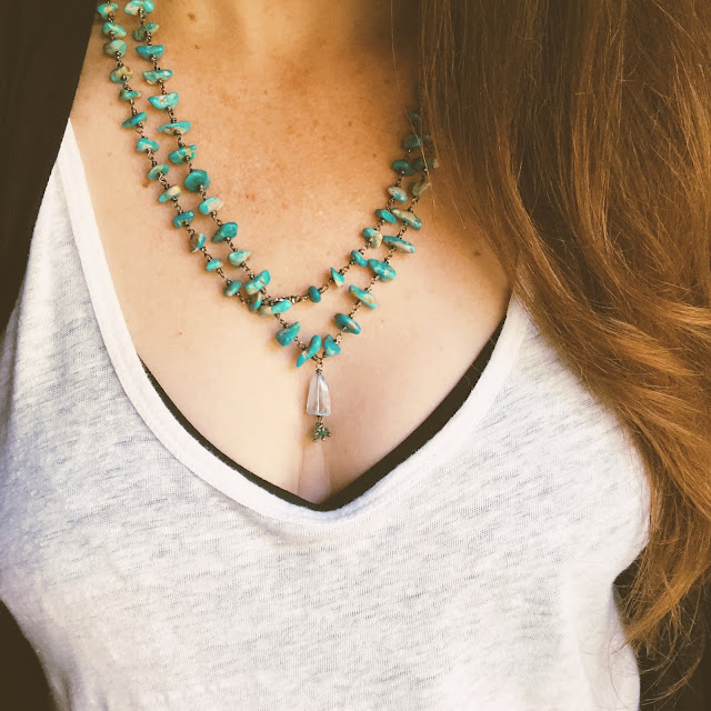 turquoise and sterling mala necklace by peaces of indigo on etsy