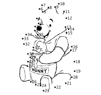 Winnie The Pooh alone connect the dots - Coloring Pictures