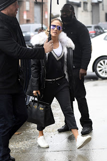 Jennifer Lopez in Black Dress Heading to a Studio in New York City