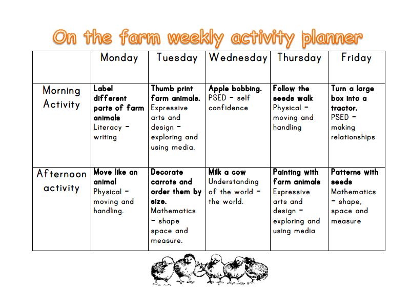 Farm Week Preschool Activities