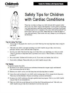 safety tips for children with cardiac conditions flyer