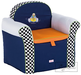child-size armchair with toy storage