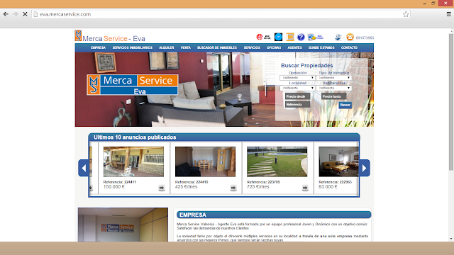 Ejemplo de página web de la AGENTE Eva que colabora con la Cooperativista Dolores propietaria de MERCA SERVICE VALENCIA