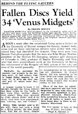 Fallen UFOs Yield 34 'Venus Midgets' 