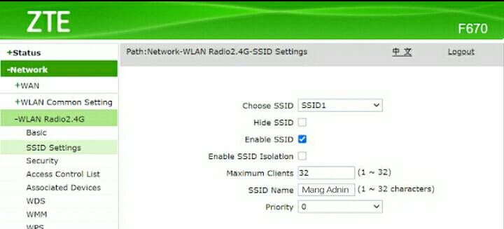 Setting Modem ZTE F670 Sebagai Access Point Wifi Voucheran