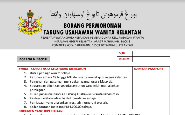 tabung usahawan wanita kelantan