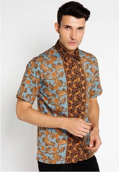  29 model  baju  batik  pria  slim fit lengan panjang 