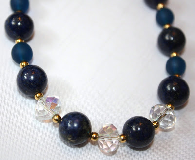 Lapis lazuli, crystal and matt blue crystal