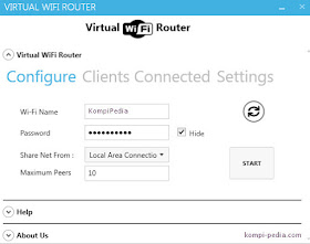 Interface virtual wifi router